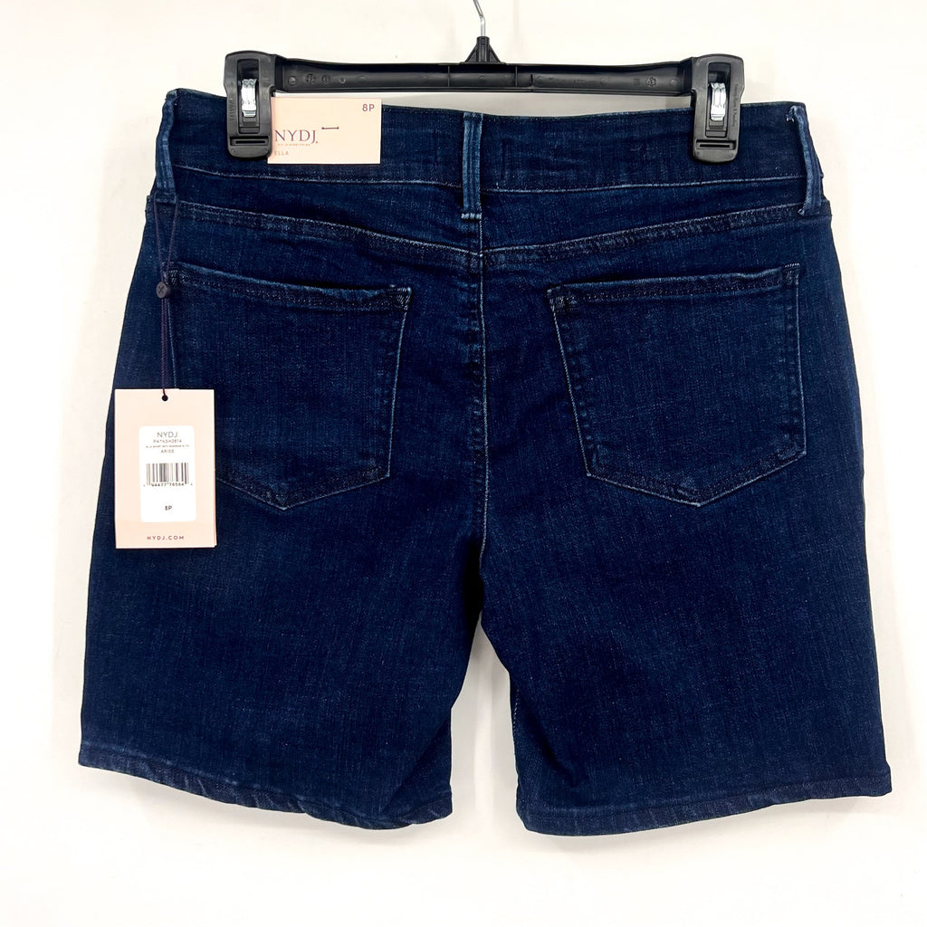 NYDJ Womens Ella Denim Shorts Size 8 PETITE Dark Blue Arise 8" Inseam NWT