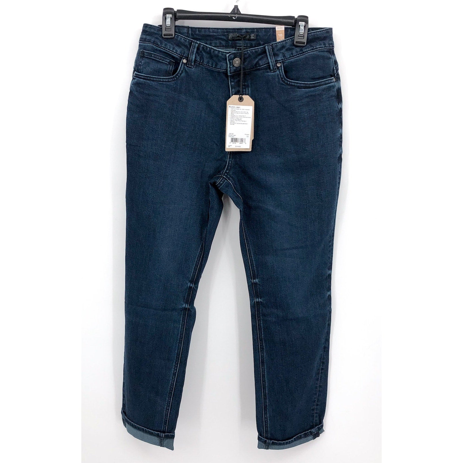 PRANA Womens Buxton Boyfriend Jeans Size 10 30x27 Deep Blue Stretch Mid-Rise NWT