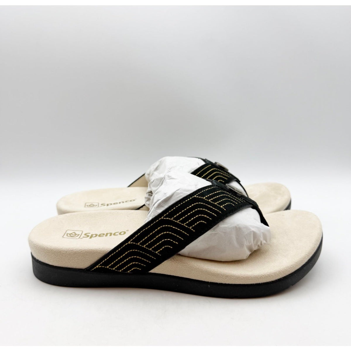 Spenco Waco Women's Laguna Ellie Flip Flop Sandal Size 7.5 WIDE EU 38 Black NIB