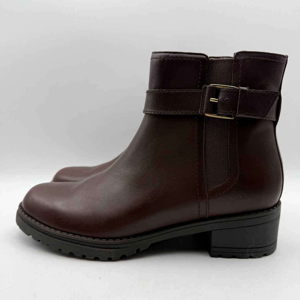 Cole Haan Womens Catherine Ankle Booties US 8 B Brown Leather Waterproof NIB