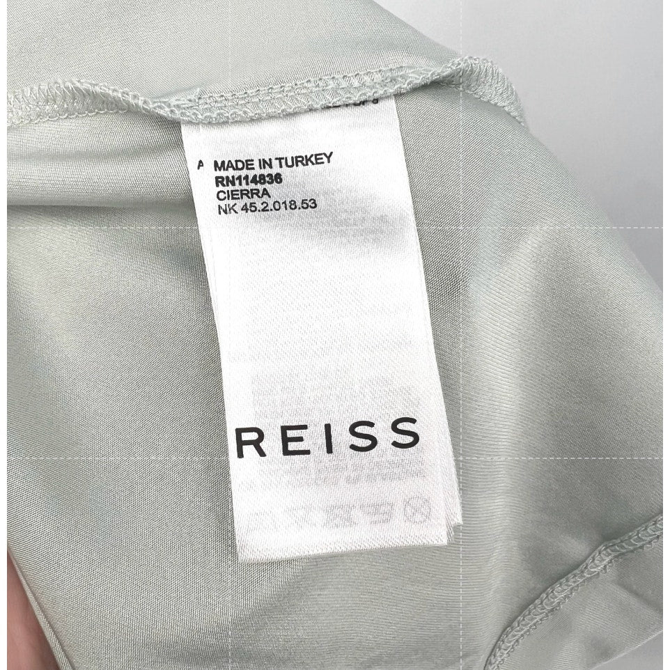 REISS Womens Cierra Strappy Off-Shoulder Short Sleeve Top Large Light Green NWOT