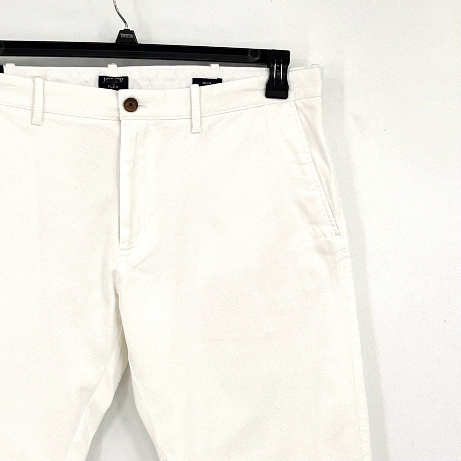 J.CREW Men's Slim-fit Flex Chino Pants 38x32 White Stretch Flat Front H3167 NWT