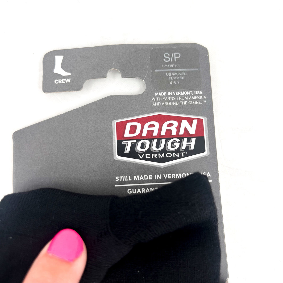 DARN TOUGH Women's Small 4.5-7 Black Solid Basic Crew Lightweight Sock NWT