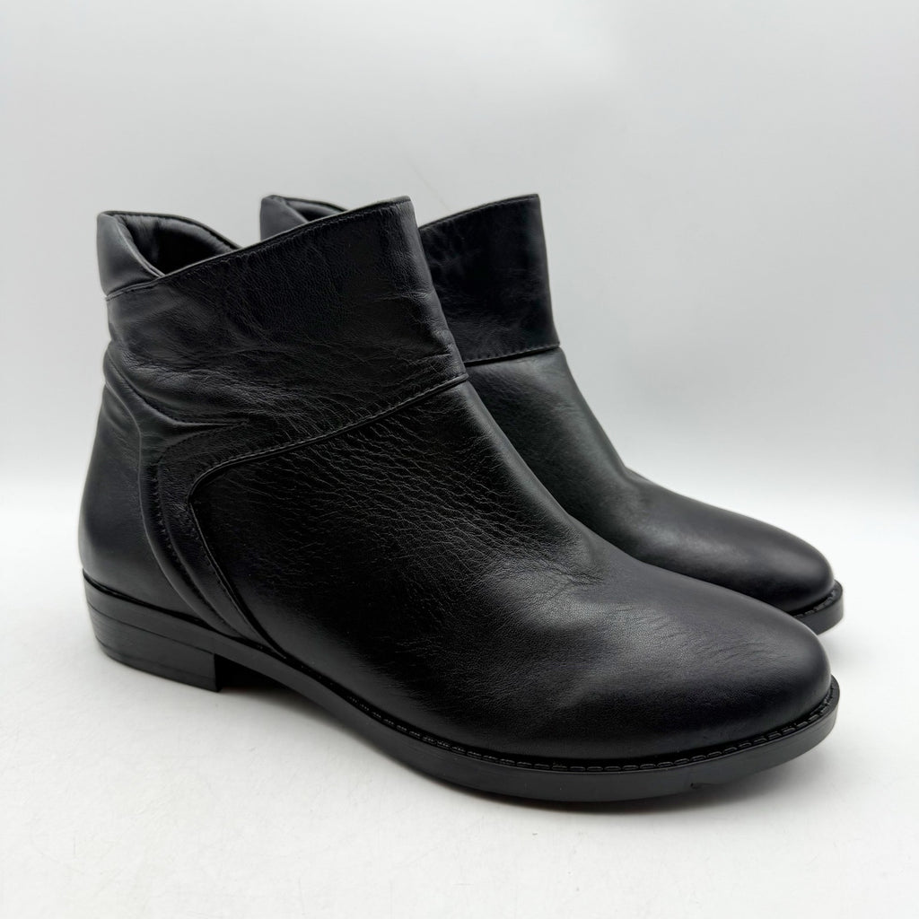 David Tate Womens Ania Ankle Bootie US 8.5 Wide Black Leather NWOB