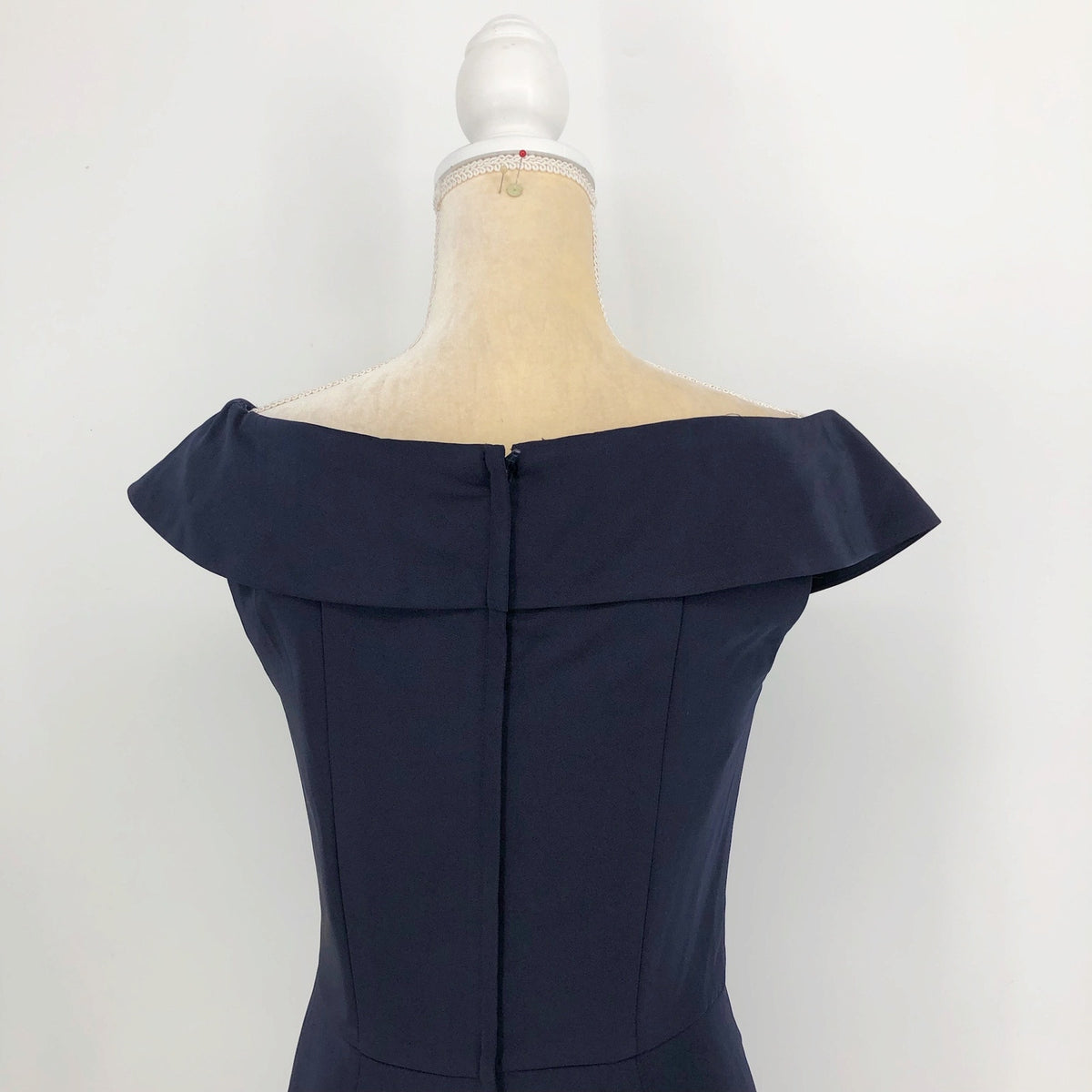 LA FEMME 25206 Jersey Column Gown 2 Navy Blue Off-the-Shoulder Ruched NWOT