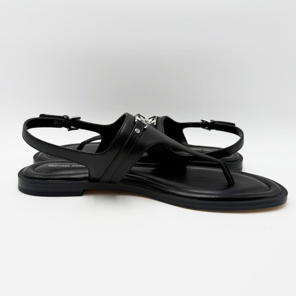 Michael Kors Womens Mandy Leather Thong Sandals Size 12 Black Slingback NIB