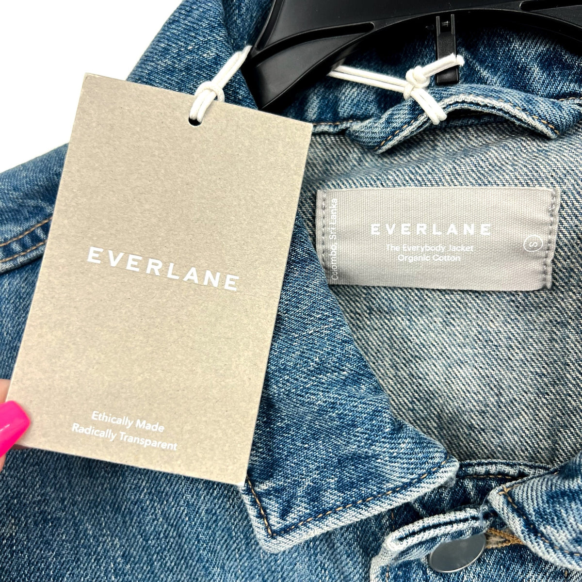 EVERLANE Unisex Everyone Denim Jacket Small Broken in Blue Organic Cotton NWT