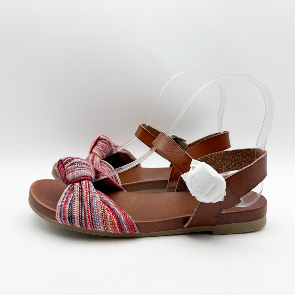 MIA Womens Addilynn Sandal US 6 Wide Brown Multicolor Knotted Fabric Front NWOB