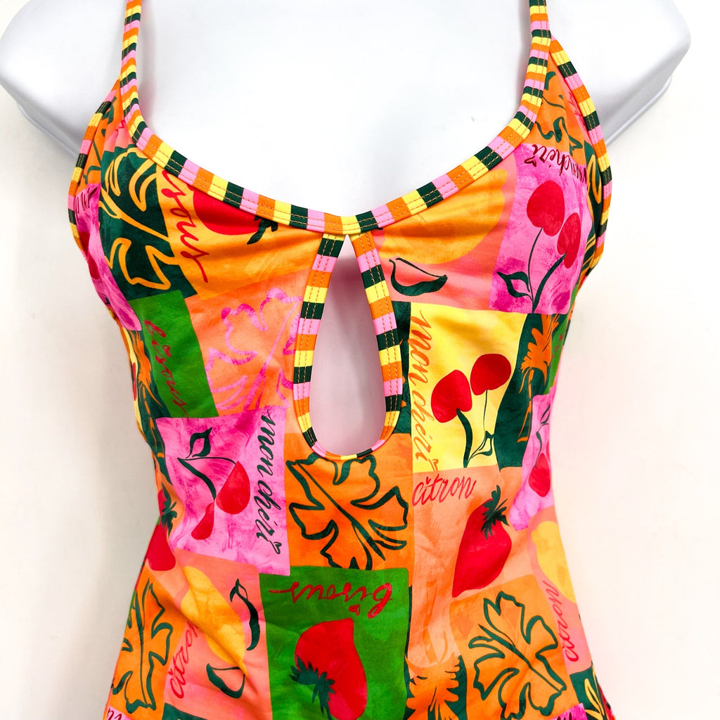 BEACH RIOT Women's Priscilla One Piece Swimsuit Medium Pink Fruit Market NWT