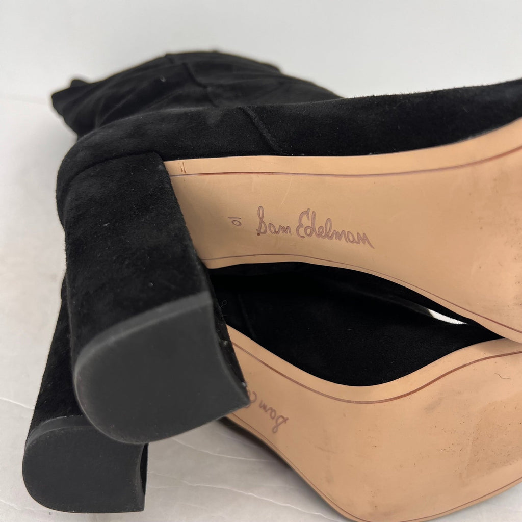 Sam Edelman Womens Caprice Heeled Knee High Boots Size 10 EU 40 Black Suede NWOB