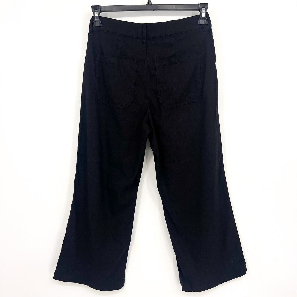 KUT FROM THE KLOTH Topaz Crop Wide Leg Pants Size 4 Petite Black Linen NWOT