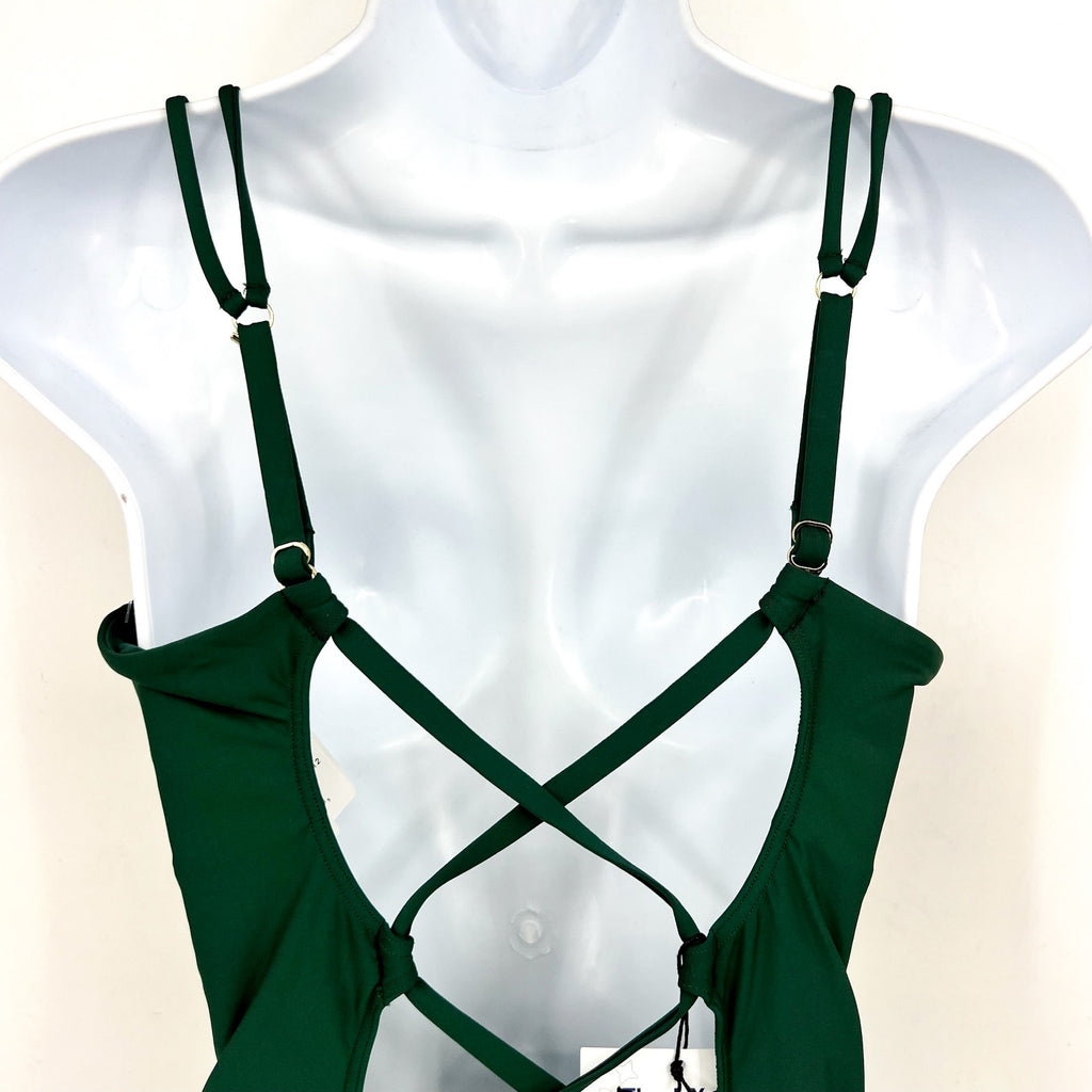 SUNSETS Women's Veronica One Piece Swimsuit Large Island Green Criss-Cross NWT