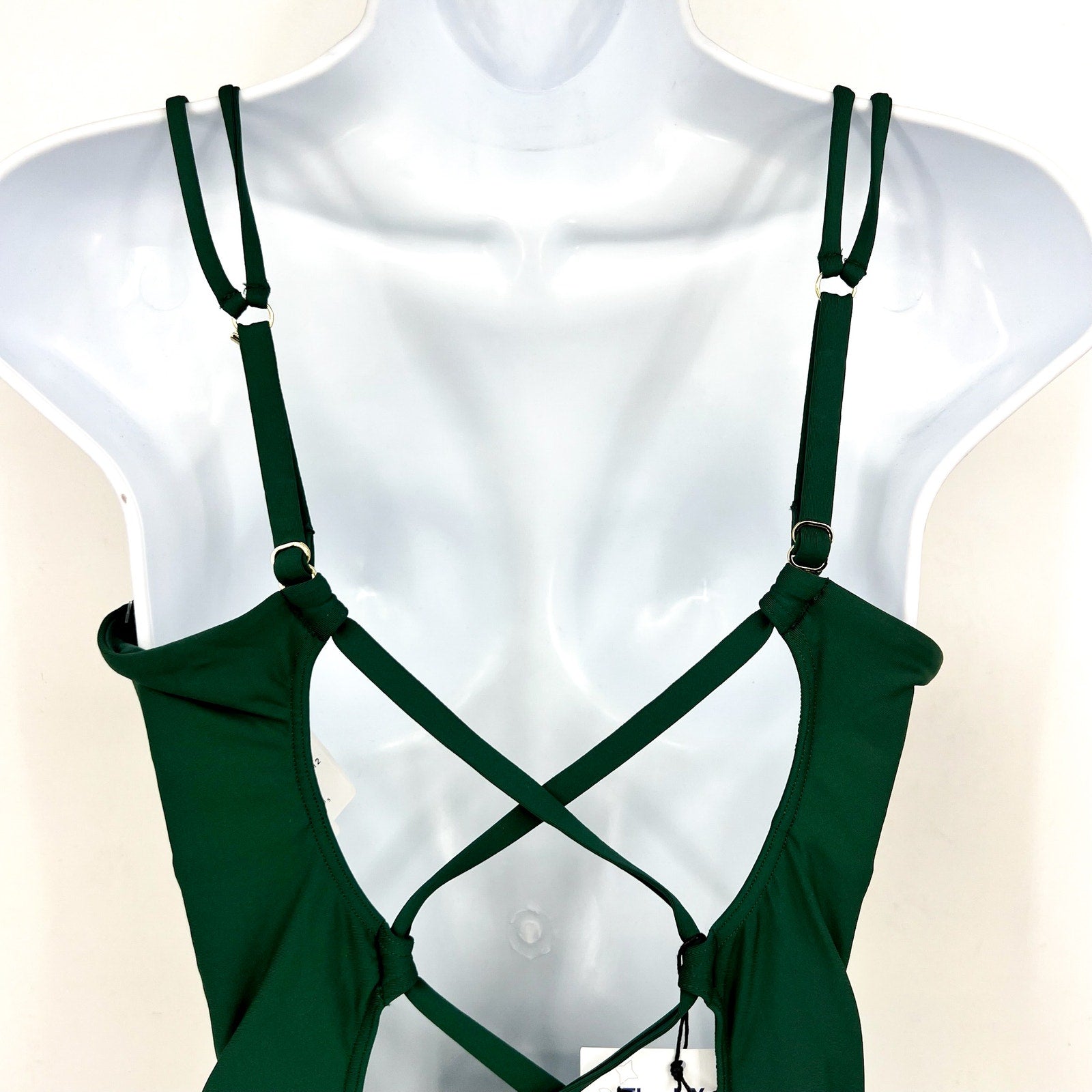 SUNSETS Women's Veronica One Piece Swimsuit Large Island Green Criss-Cross NWT