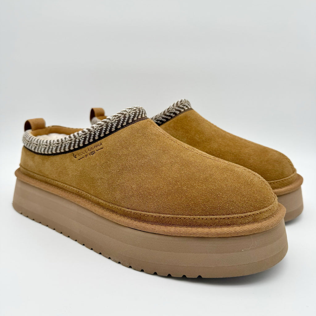 Koolaburra by UGG Womens Burree Platform Slippers US 12 Chestnut Brown Suede NIB