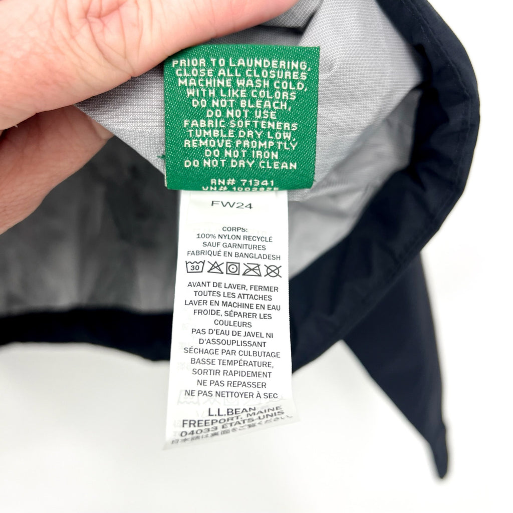 L.L. BEAN Women's Wharf Street Rain Jacket Large Reg Midnight Black Hooded NWT