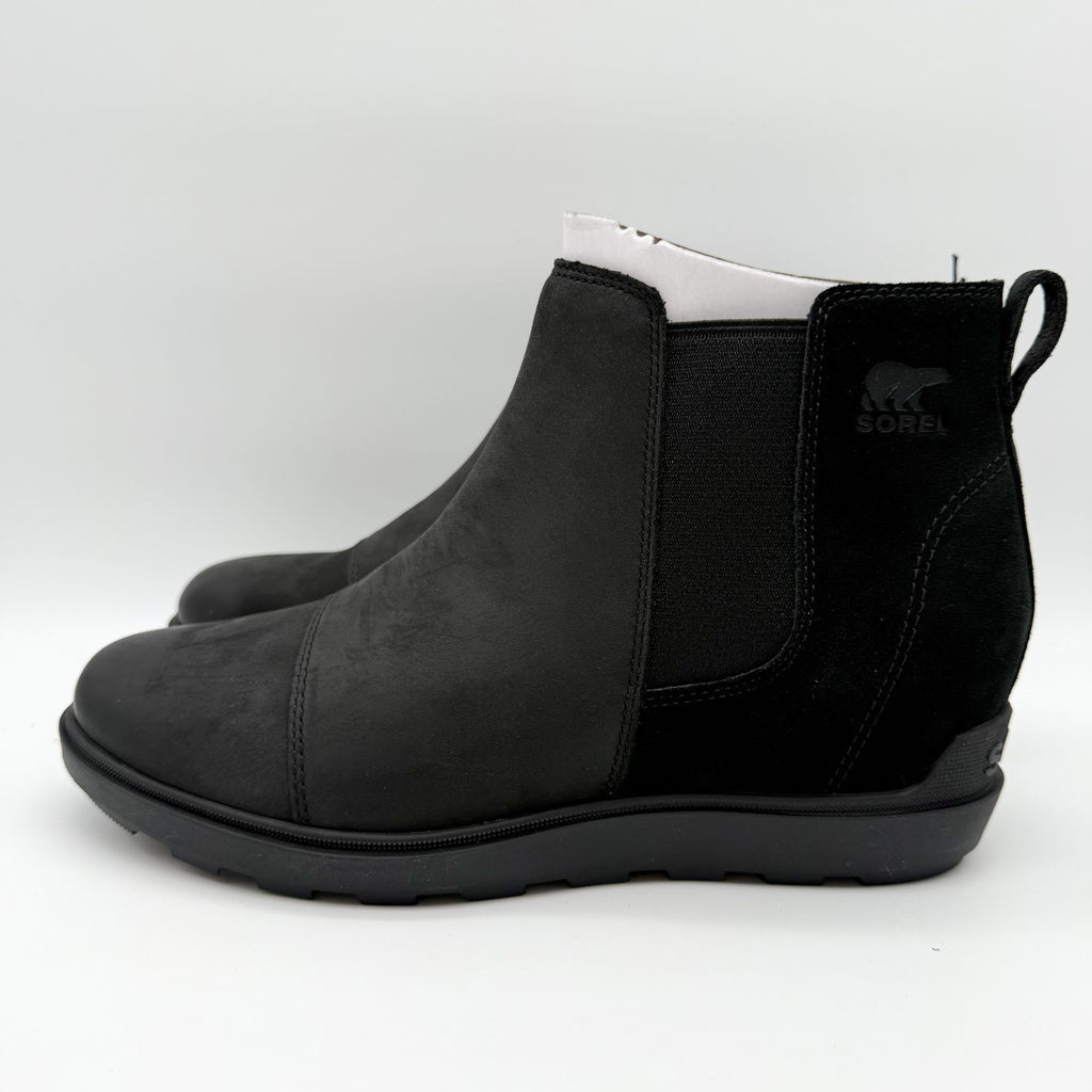 Sorel Womens Evie ll Chelsea Ankle Bootie US 11 EU 42 Black Suede Waterproof NIB