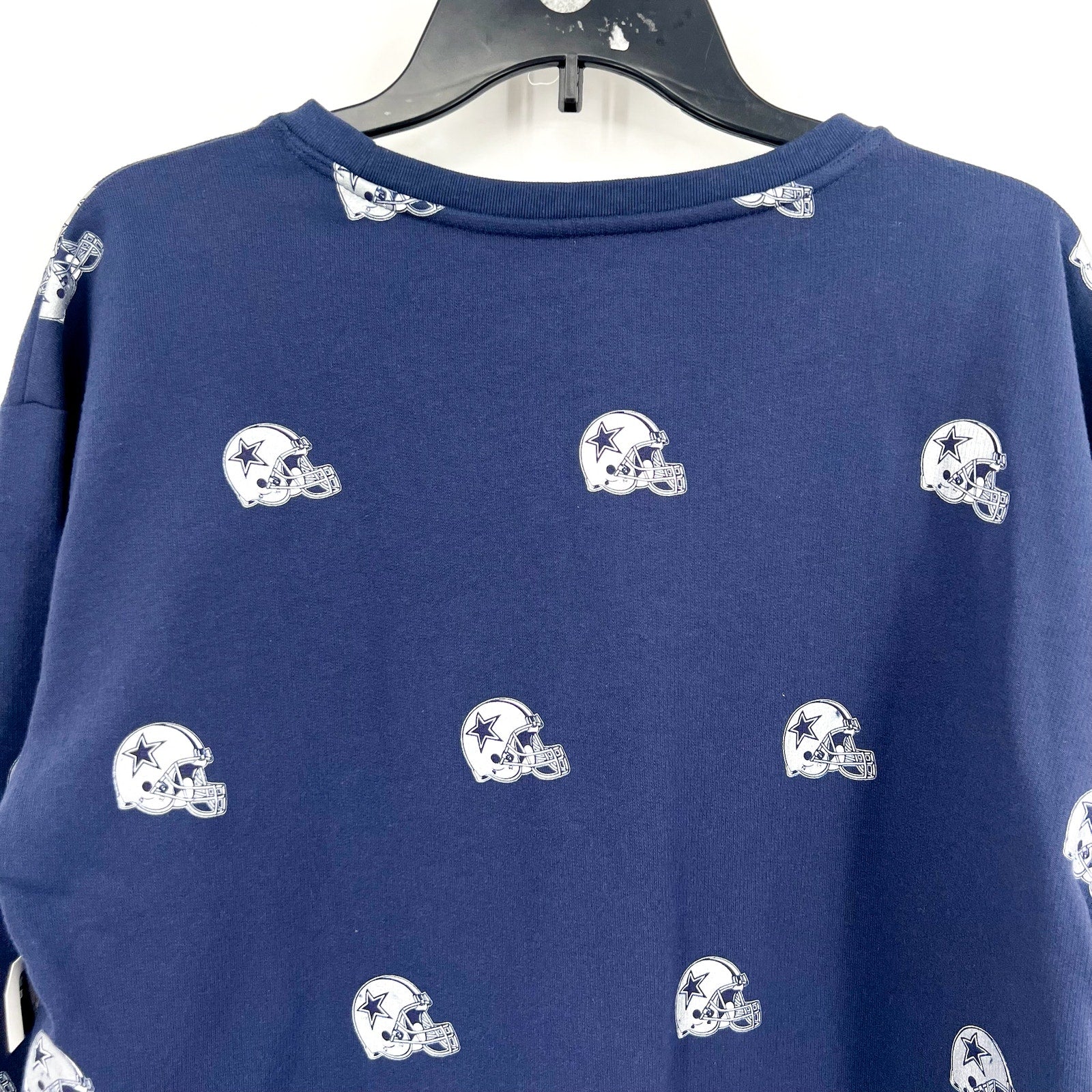LAUREN JAMES Womens DALLAS COWBOYS Helmet Crop Sweatshirt Small Navy Blue NWT