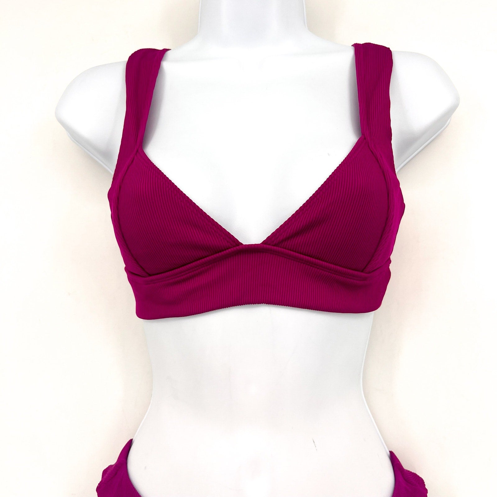 L*SPACE Women's Hailey Top Rocky Bikini Bottom Set Small Berry PINK NWT
