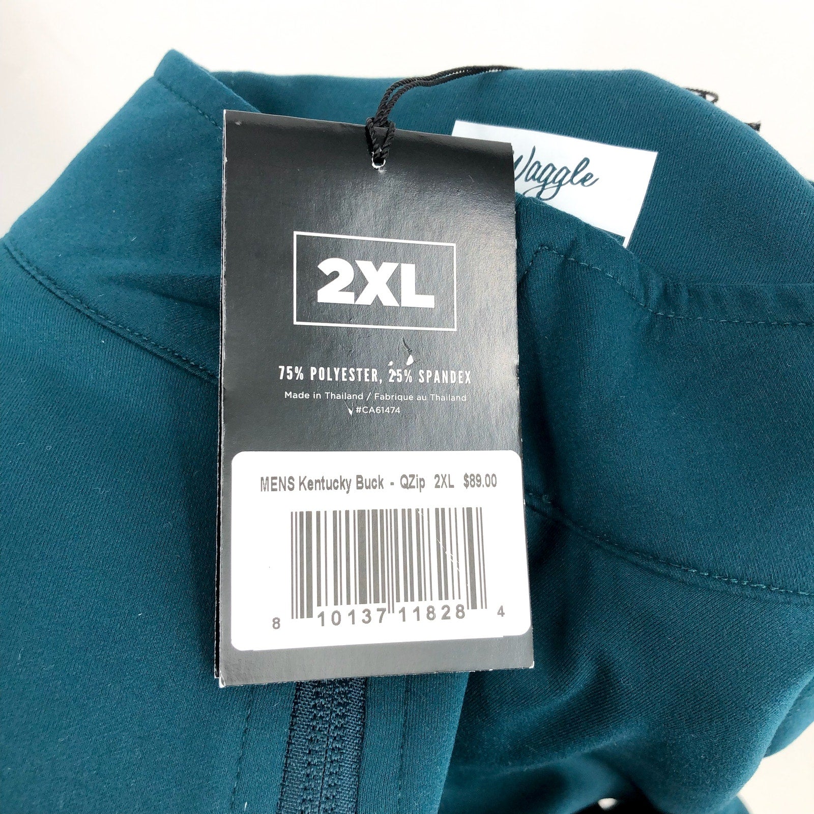 WAGGLE Men's Kentucky Buck 1/4 Zip Pullover XXL 2XL Teal Green NWT