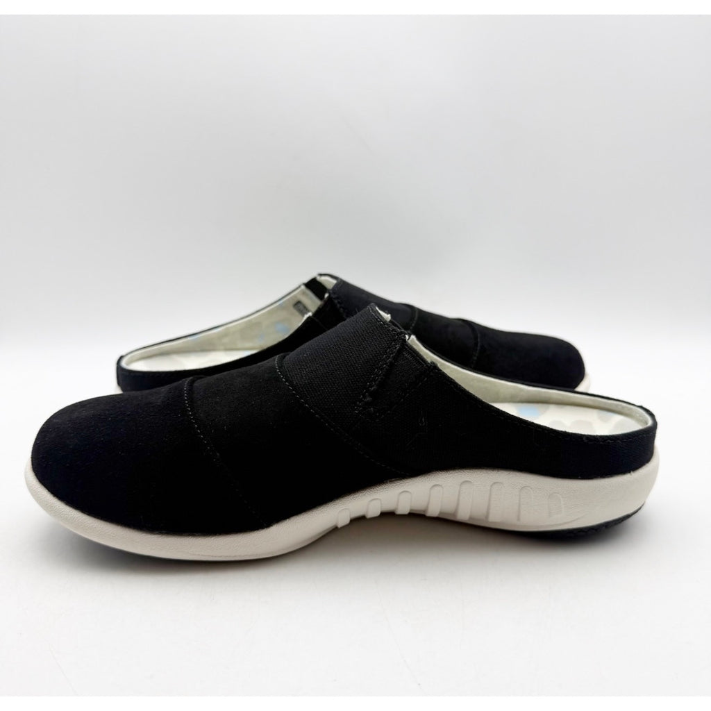 Spenco Women's Siesta Bokeh Layered Clogs Size 7.5 WIDE Black Slip-On NIB