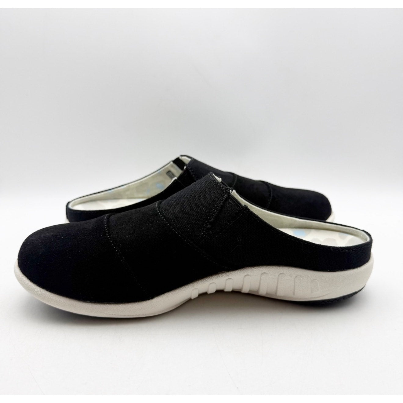Spenco Women's Siesta Bokeh Layered Clogs Size 7.5 WIDE Black Slip-On NIB