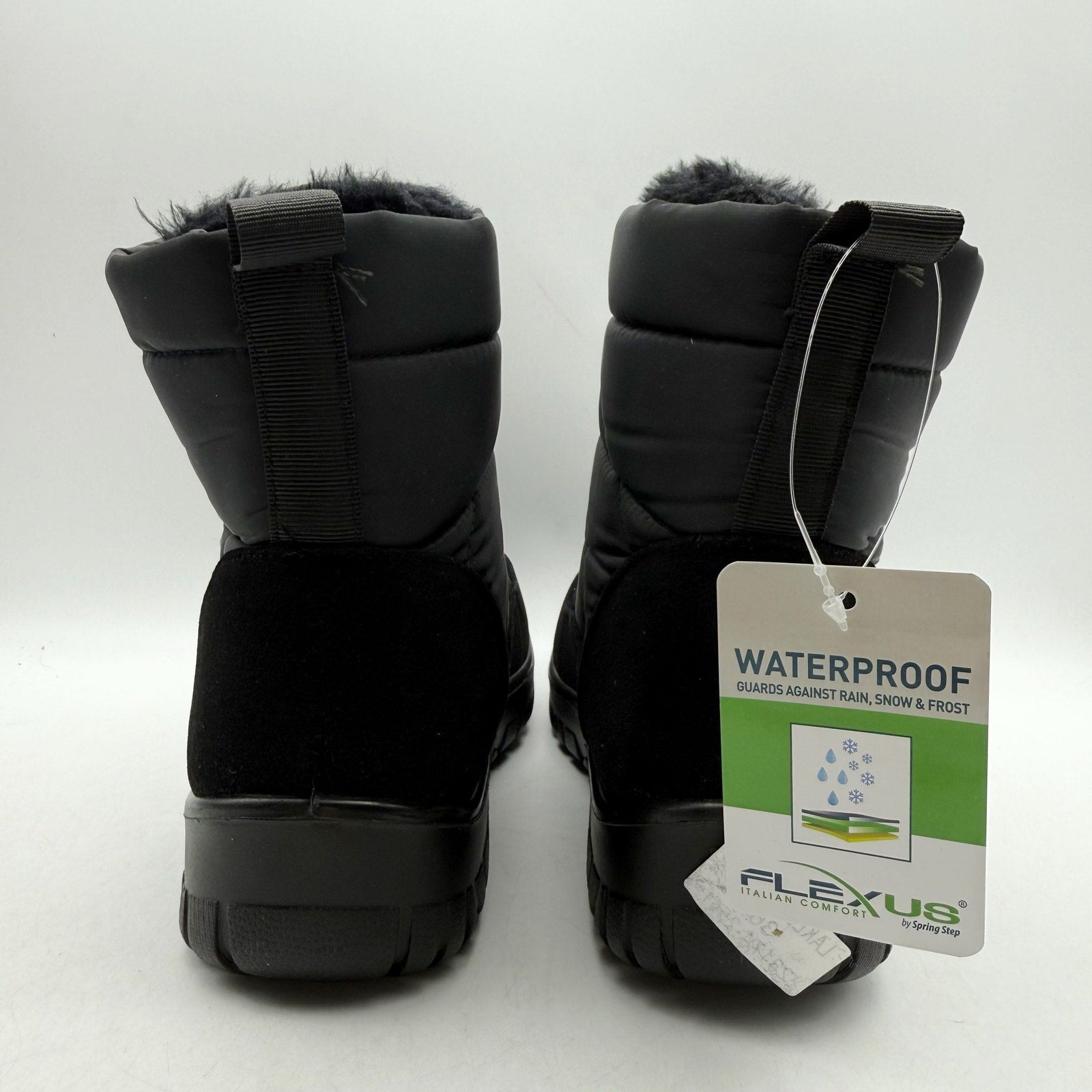 Flexus Spring Step Womens Lake Effect Snow Boots US 5.5-6 Black Waterproof NIB