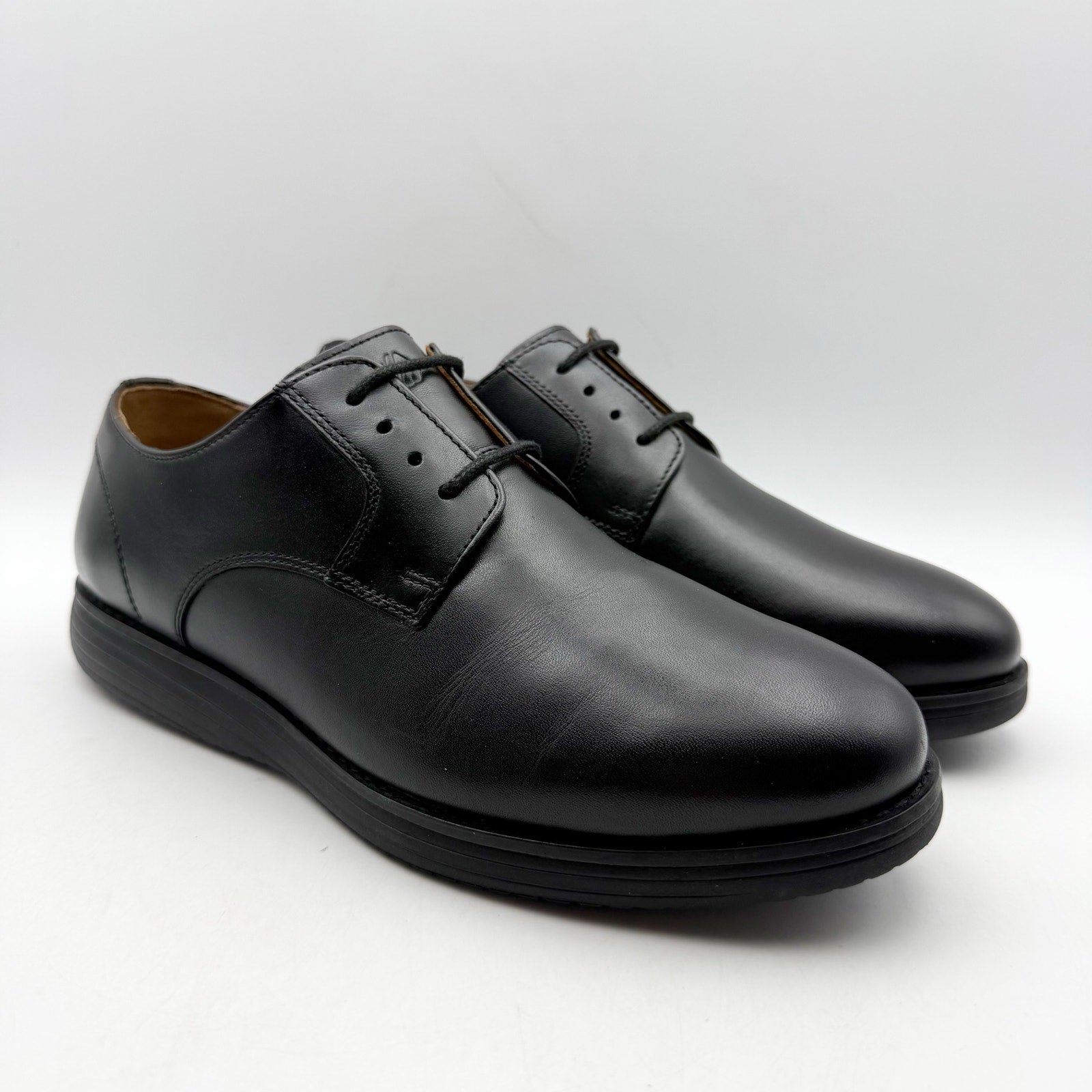 Johnson & Murphy Kids Upton Plain Toe Oxford Shoes US 7 M Black Leather NIB