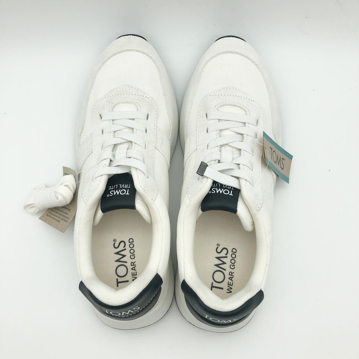 Toms Mens TRVL LITE Retro Runner Sneakers Size 12 White Suede Twill Casual NIB