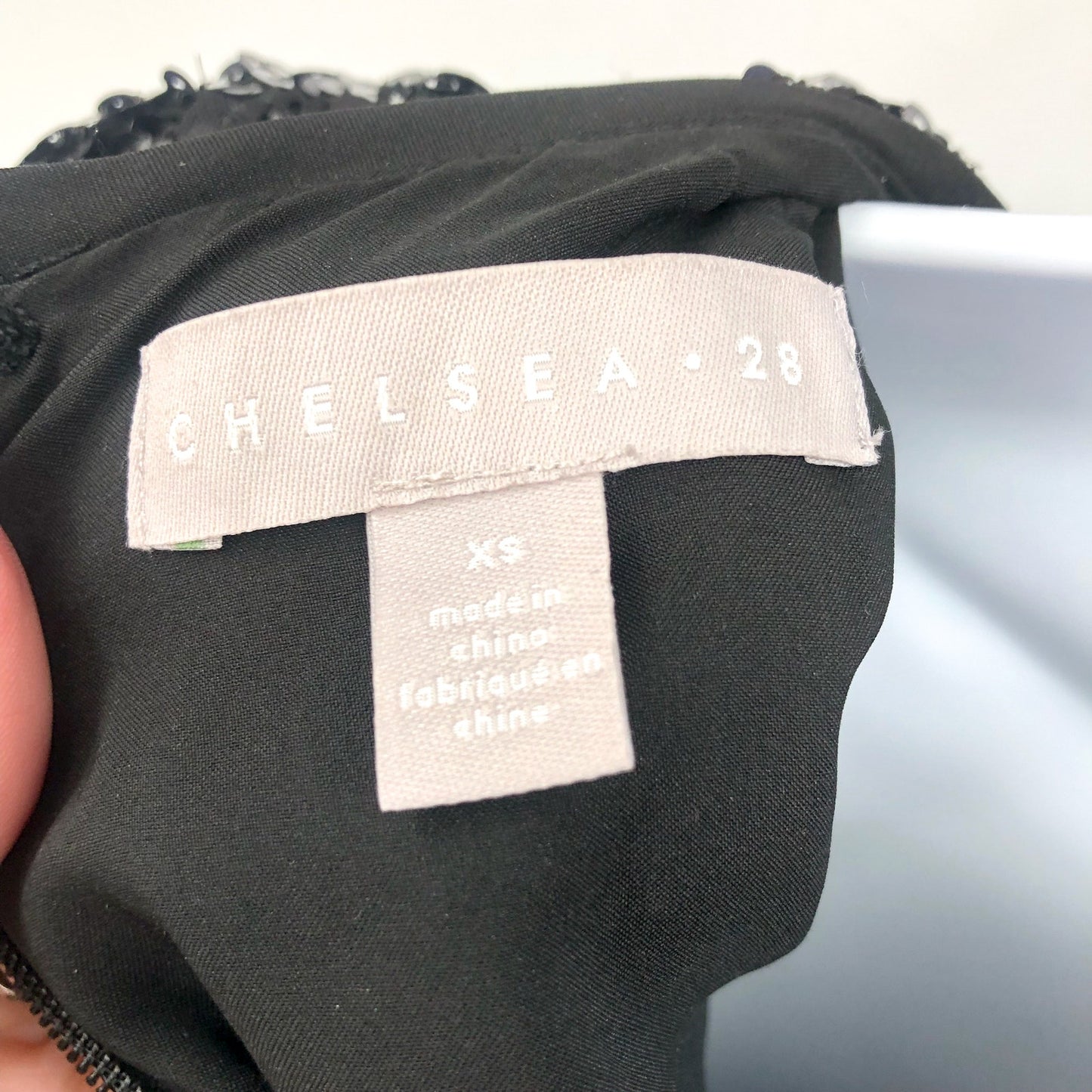 CHELSEA28 Colorblock Sequin Cocktail Dress XS Black Long Sleeve NWT