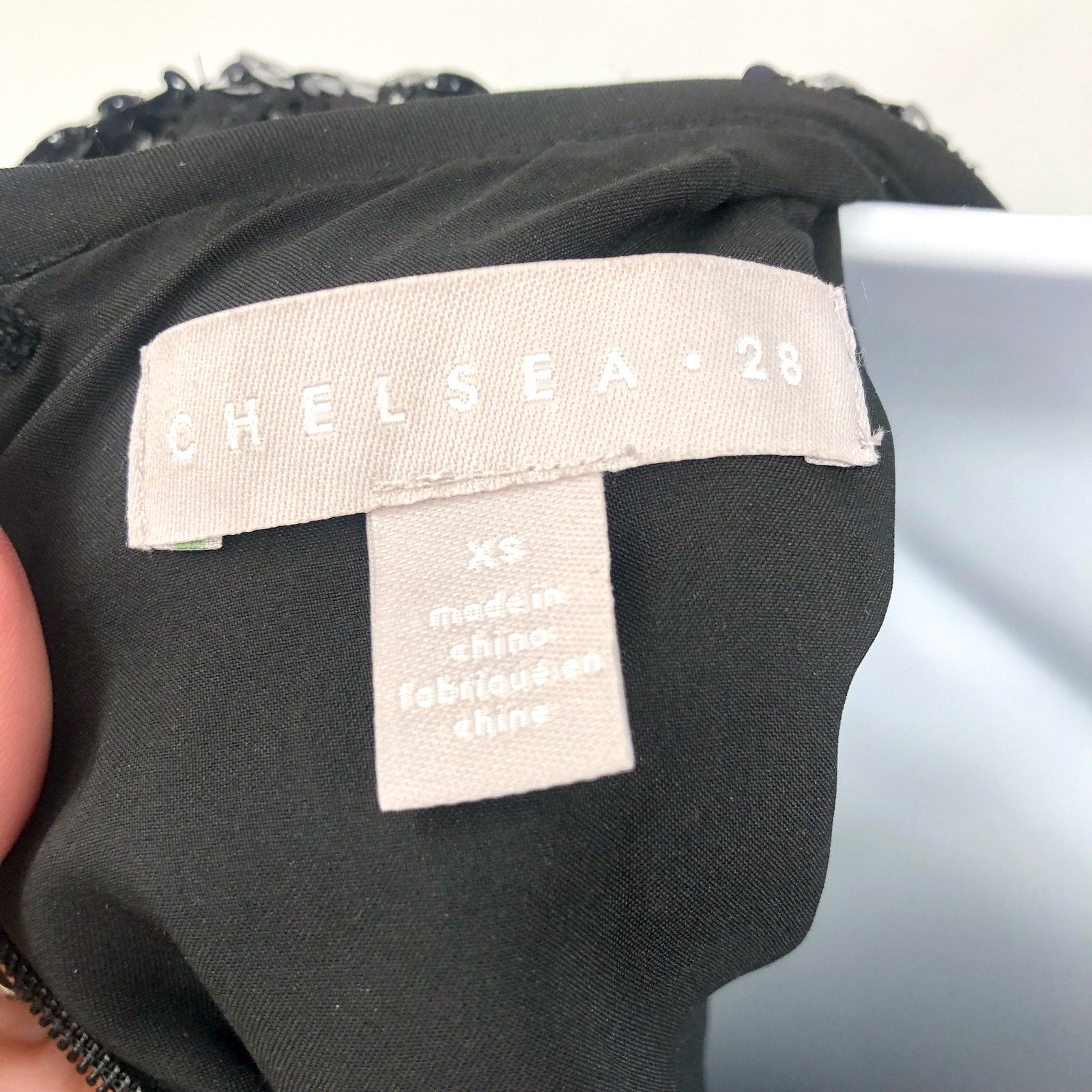CHELSEA28 Colorblock Sequin Cocktail Dress XS Black Long Sleeve NWT