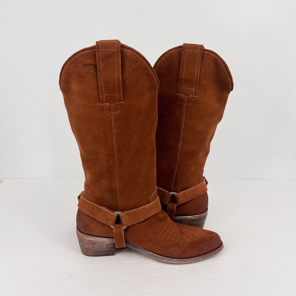 Vintage Foundry Co. Womens Peyton Western Boots Size 7 EU 37 Brown Suede NWOB