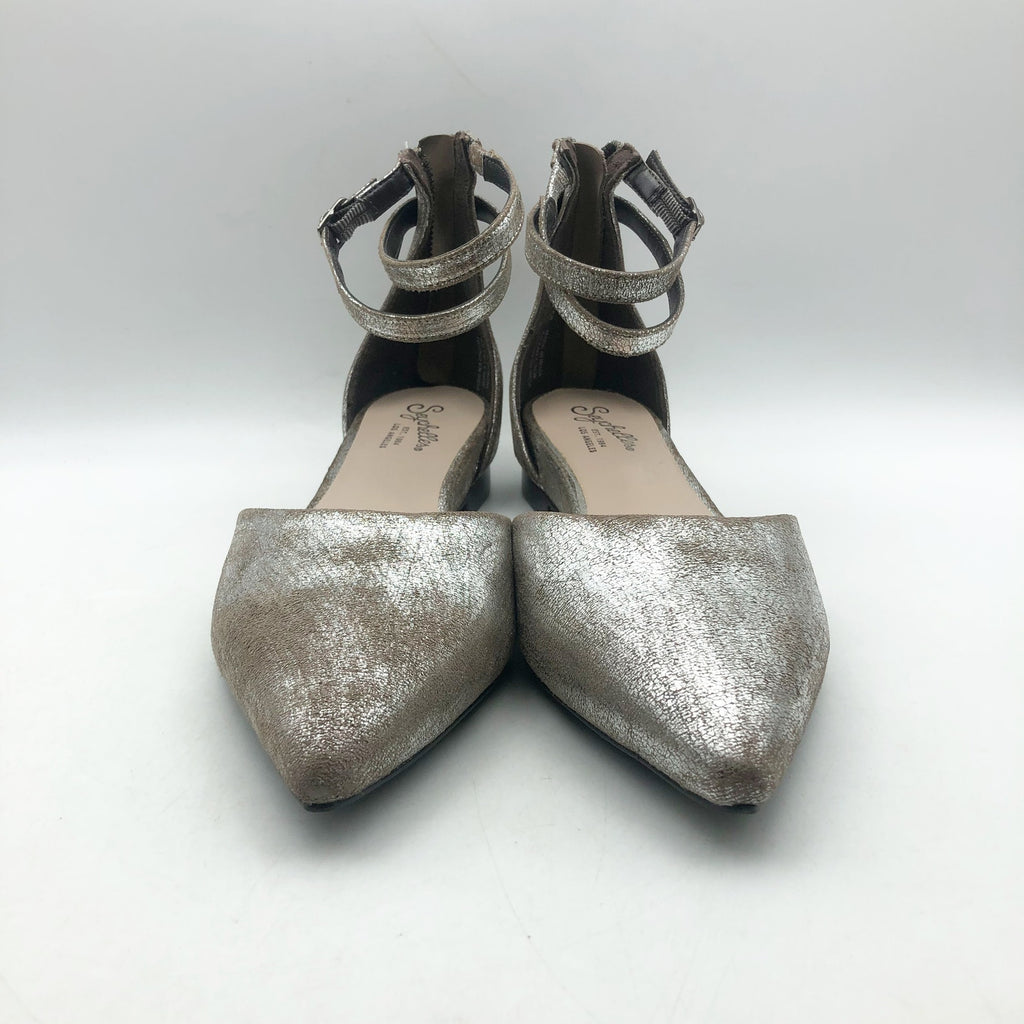 Seychelles Womens What a Girl Wants Flats US 8.5 M Silver Pewter Leather NIB
