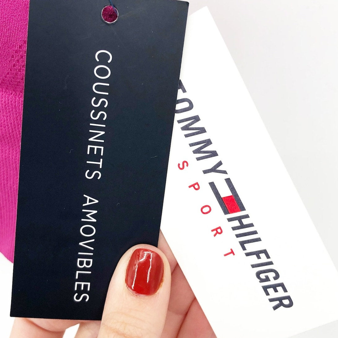 TOMMY HILFIGER SPORT Seamless Sports Bra Small Pink Dahlia Seamless Scoop NWT