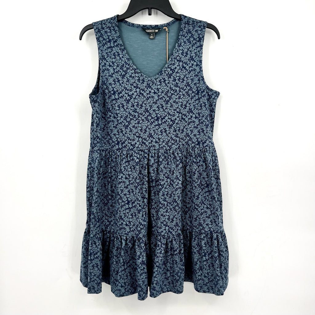 TOAD & CO Women's Marley Tiered Tank Dress Medium Blue Floral Tonal Print NWT