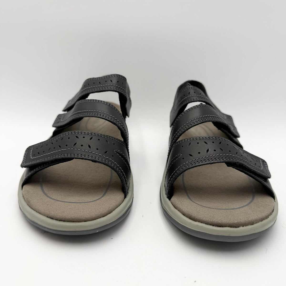 OrthoFeet Womens Naxos Sandals Size 8 Wide Black Leather Comfort NIB