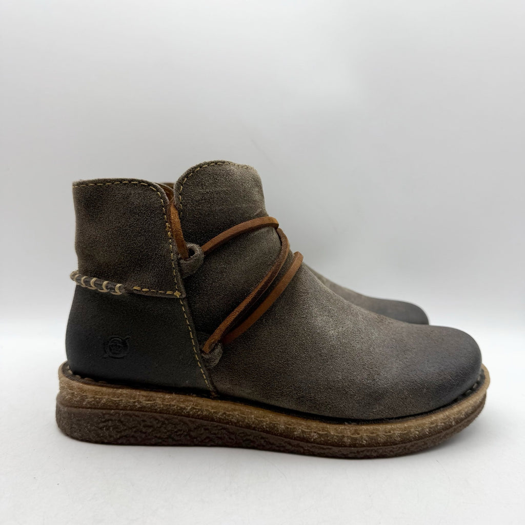 Born Womens Calyn Ankle Booties US 6 EU 36.5 Brown Grey Suede NWOB