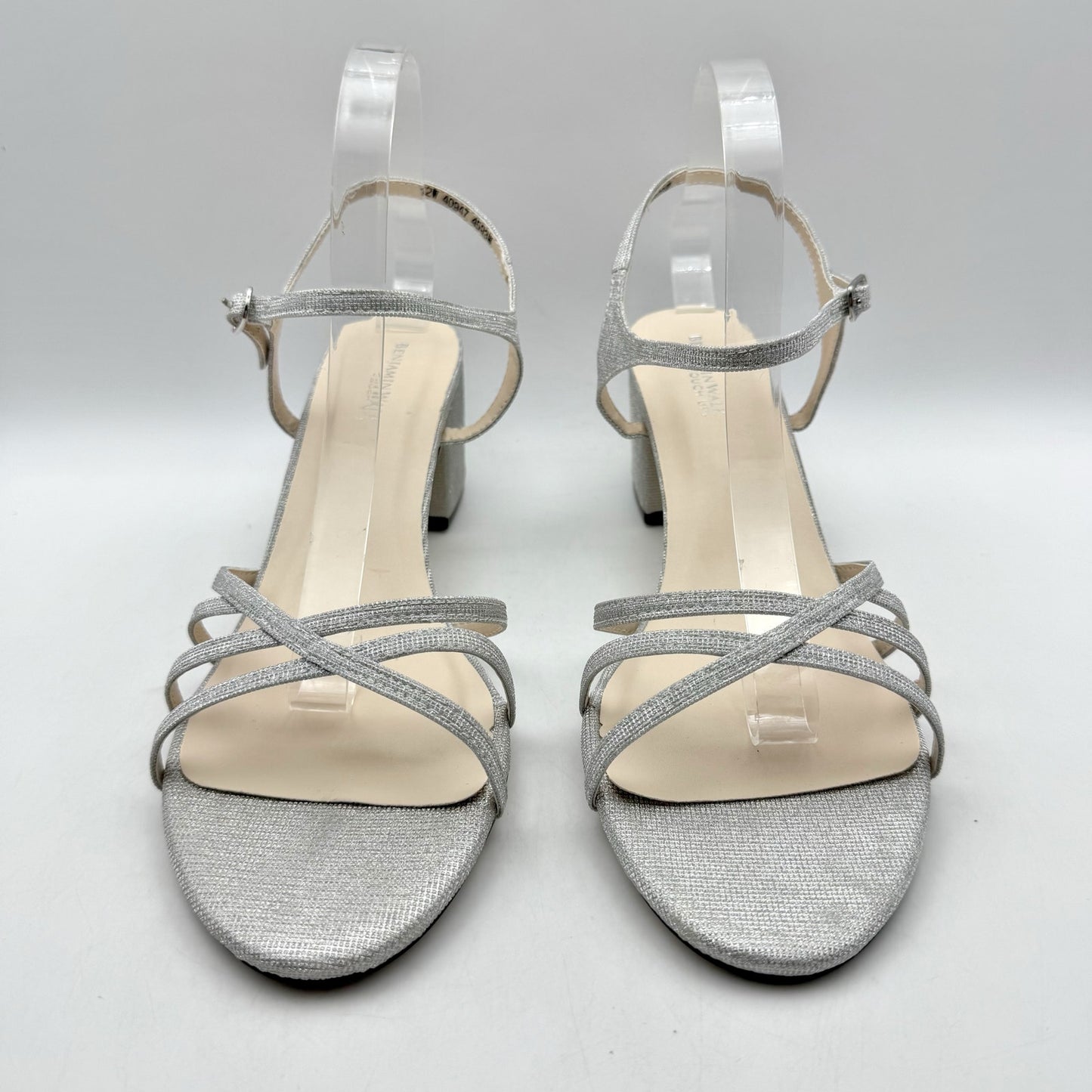 Touch Ups by Benjamin Walk Womens Delilah Sandals US 12 Wide Silver Metallic NIB