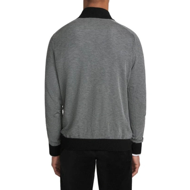 JACK VICTOR Men's Valois 1/4 Zip Sweater Large Black Pullover Cotton Silk NWT