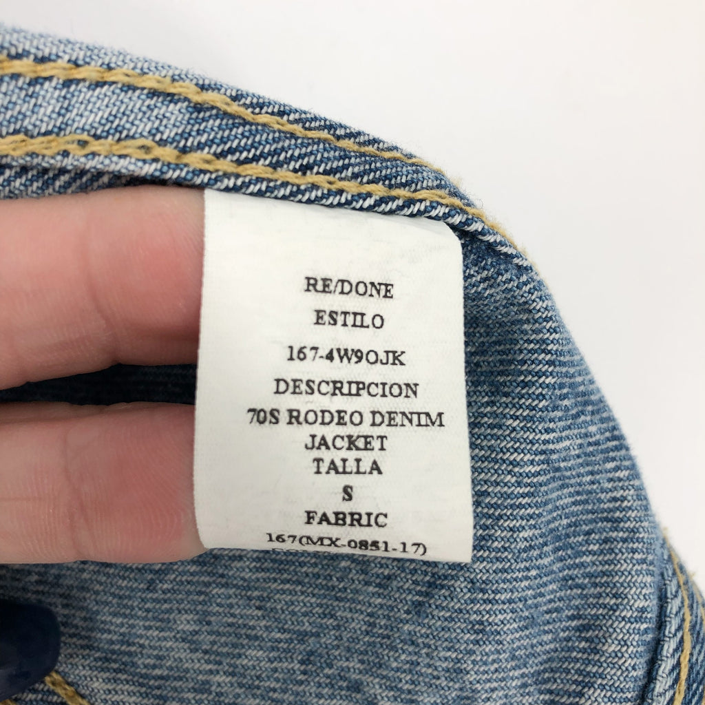RE/DONE Women's 70s Rodeo Denim Jacket Small Blue Light Worn Distress NWOT