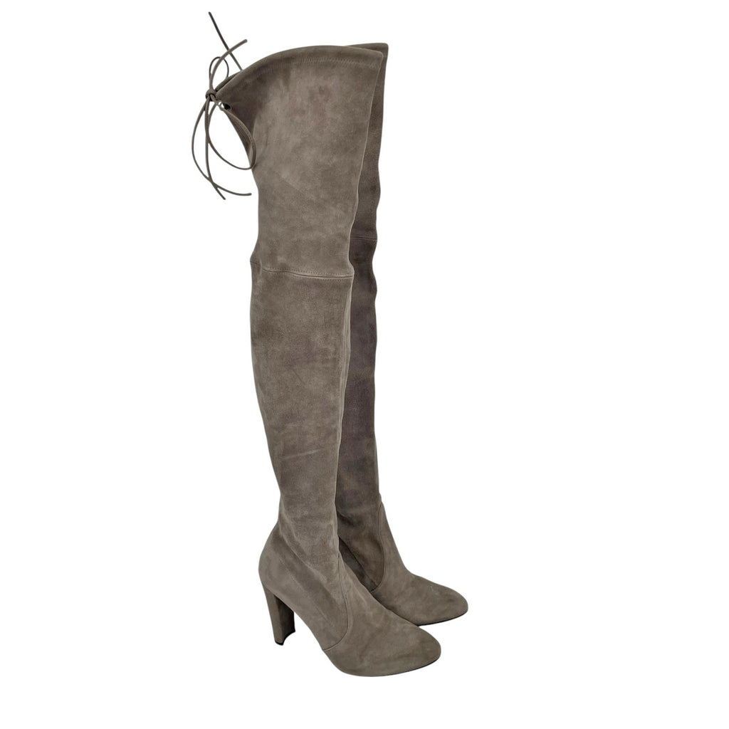 Stuart Weitzman Womens Highland High Heel Over the Knee Boot US 6 Grey Suede GUC