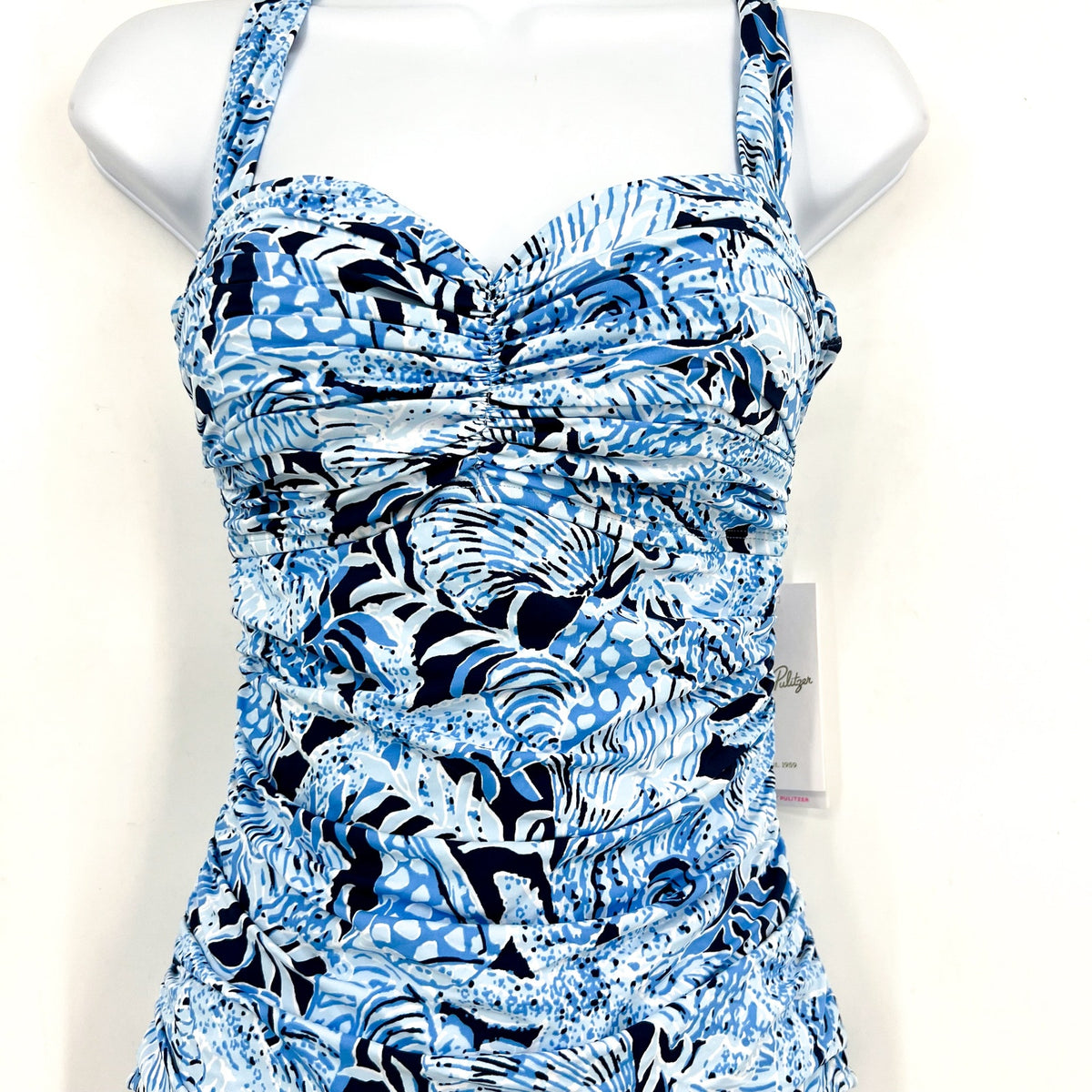 LILLY PULITZER Solaria One-Piece Swimsuit Size 12 Blue Coastal Constellation NWT