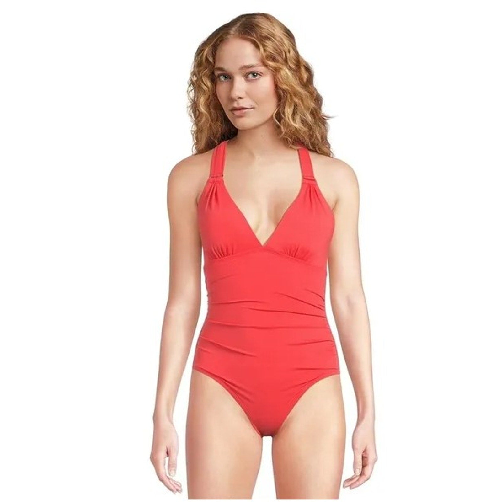 TOMMY BAHAMA Novelty Pearl One Piece Swimsuit Size 8 Pink Coral V neck NWT
