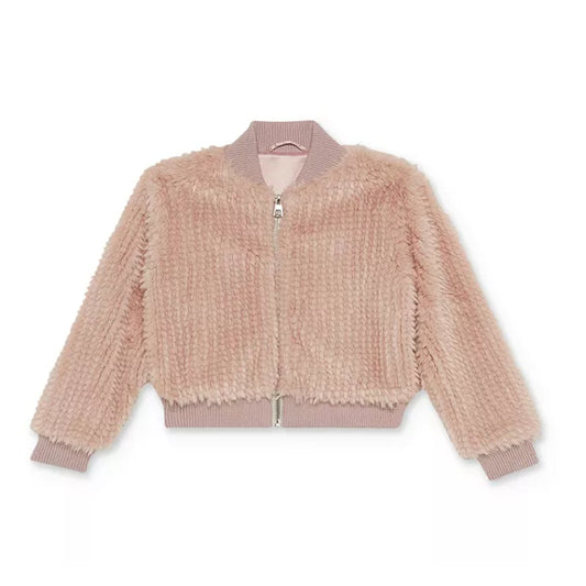 BARDOT JUNIOR Girls' Eve Faux-Fur Bomber Jacket Size 10 Pink Crystal NWT