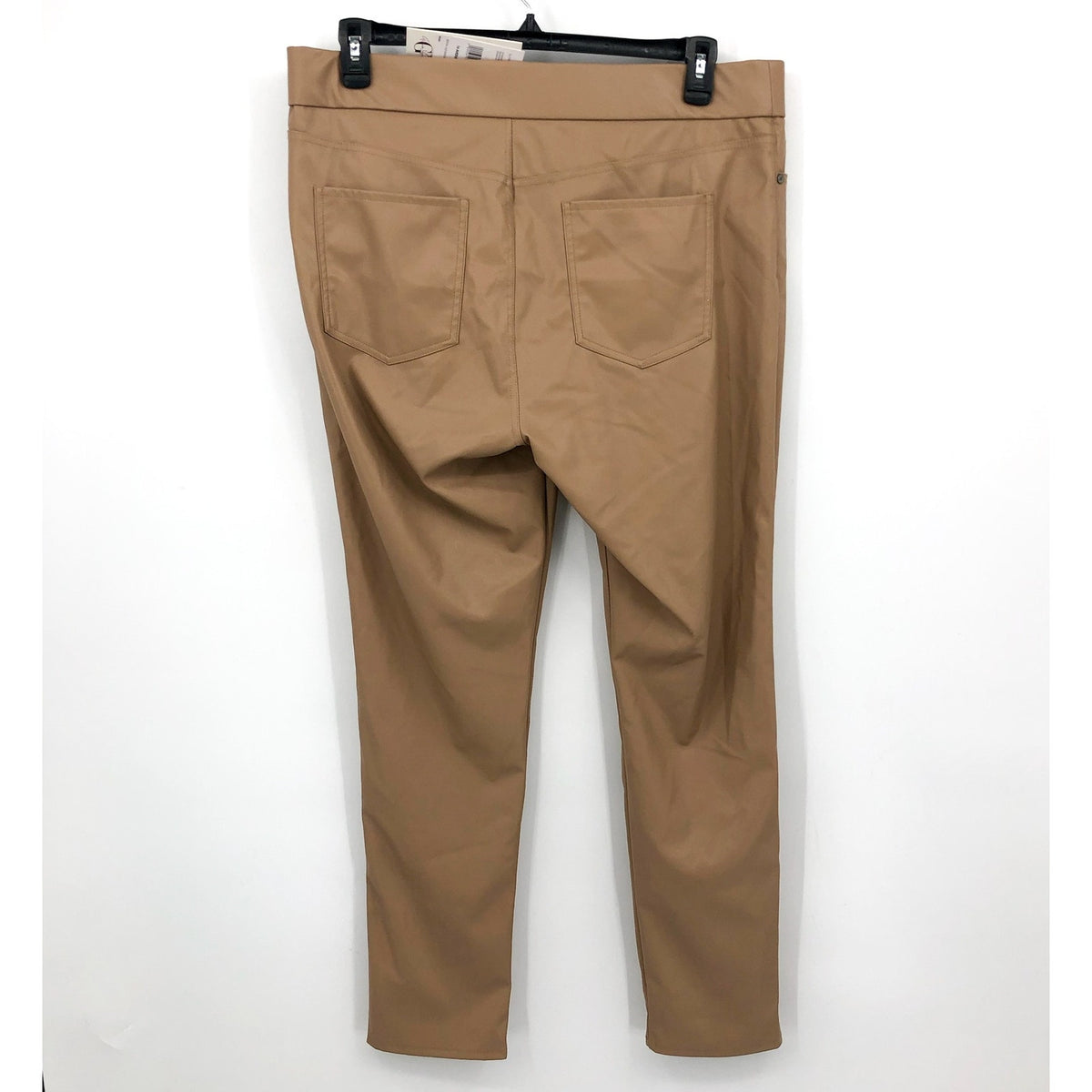 GLORIA VANDERBILT Avery Faux Leather Leggings Size 12 Tan Skinny Pull on NWT