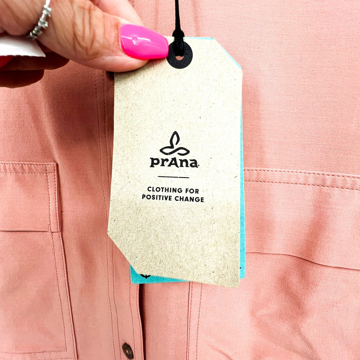 PRANA Women's Railay Tunic Shirt Large Pink Cloud Blush Button Down UPF 50+ NWT