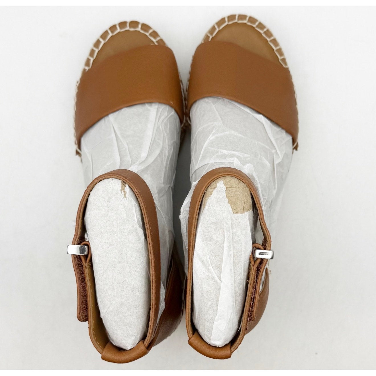 Franco Sarto Women's Clemens Raffia Espadrille Wedge Sandals US 6.5 M Brown NWOB