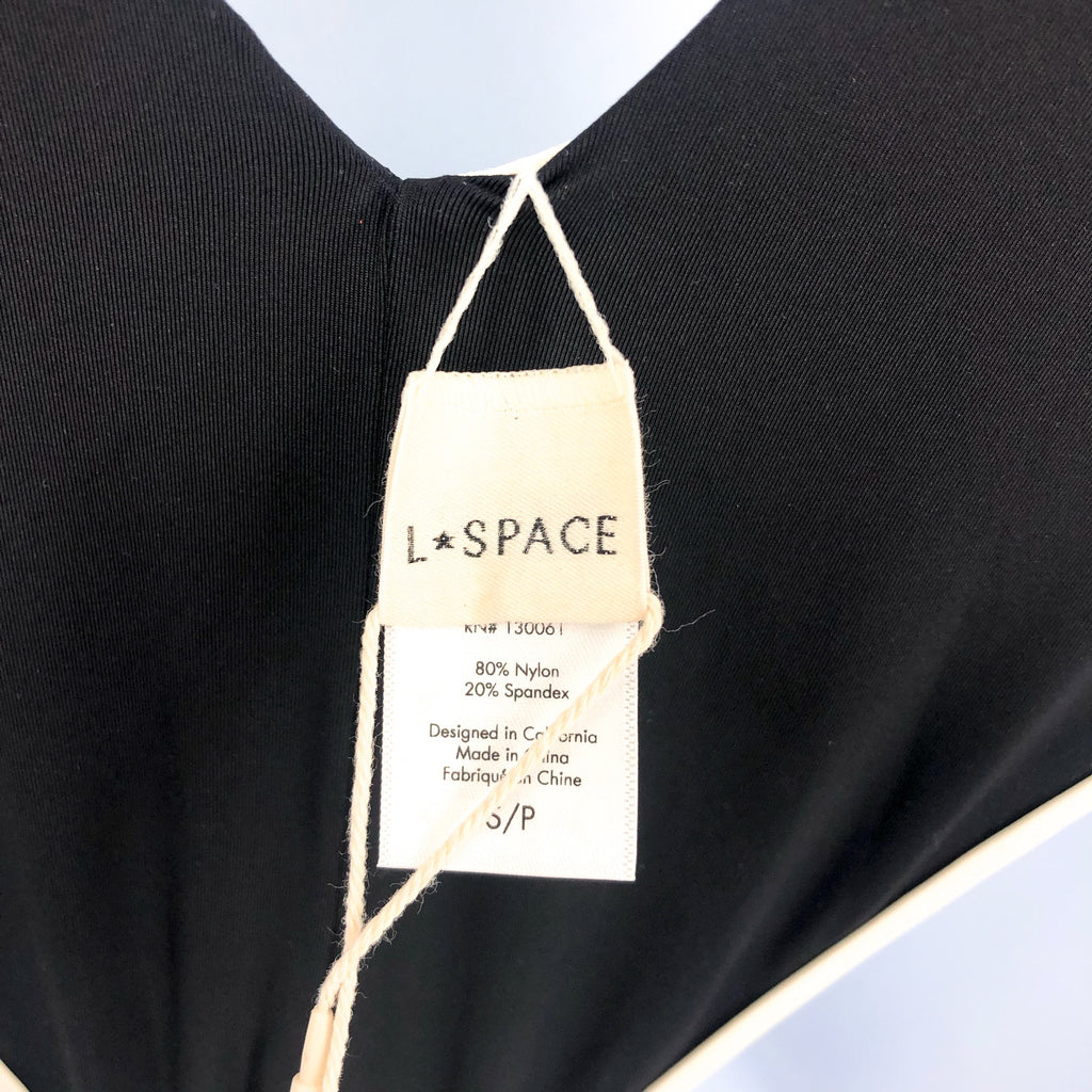 L*SPACE Women's Devi Classic One Piece Swimsuit Small Black Cream Colorblock NWT