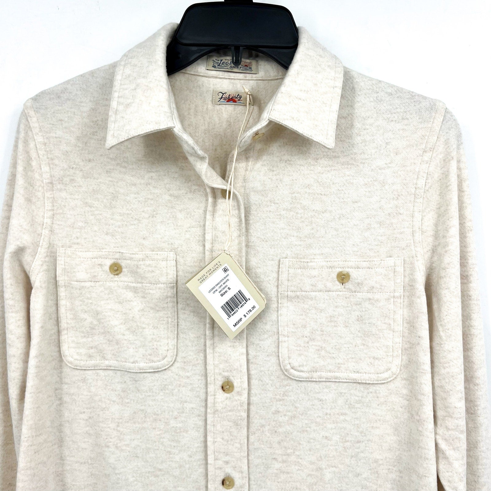 FAHERTY Men's Legend Sweater Shirt Small Off White Heather Long Sleeve NWT