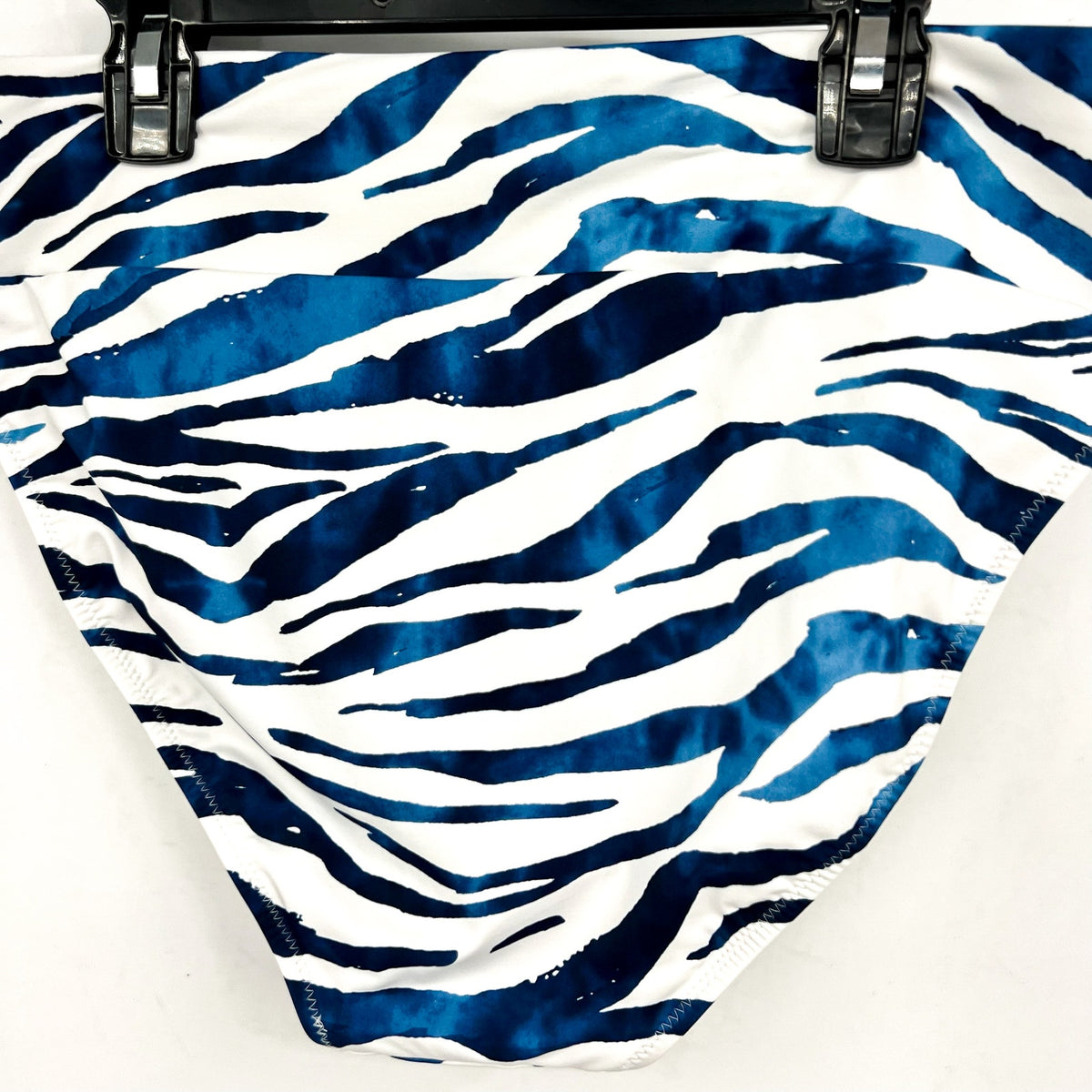 TOMMY BAHAMA Palm Modern Zanzebra High-Waist Bikini Bottom Large Banff Blue NWT