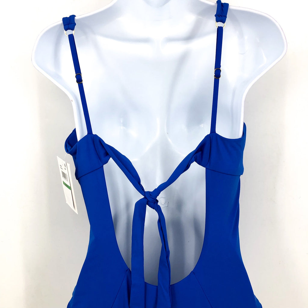BECCA Womens Erin One Piece Swimsuit Large Ultramarine Blue VWire Open Back NWT